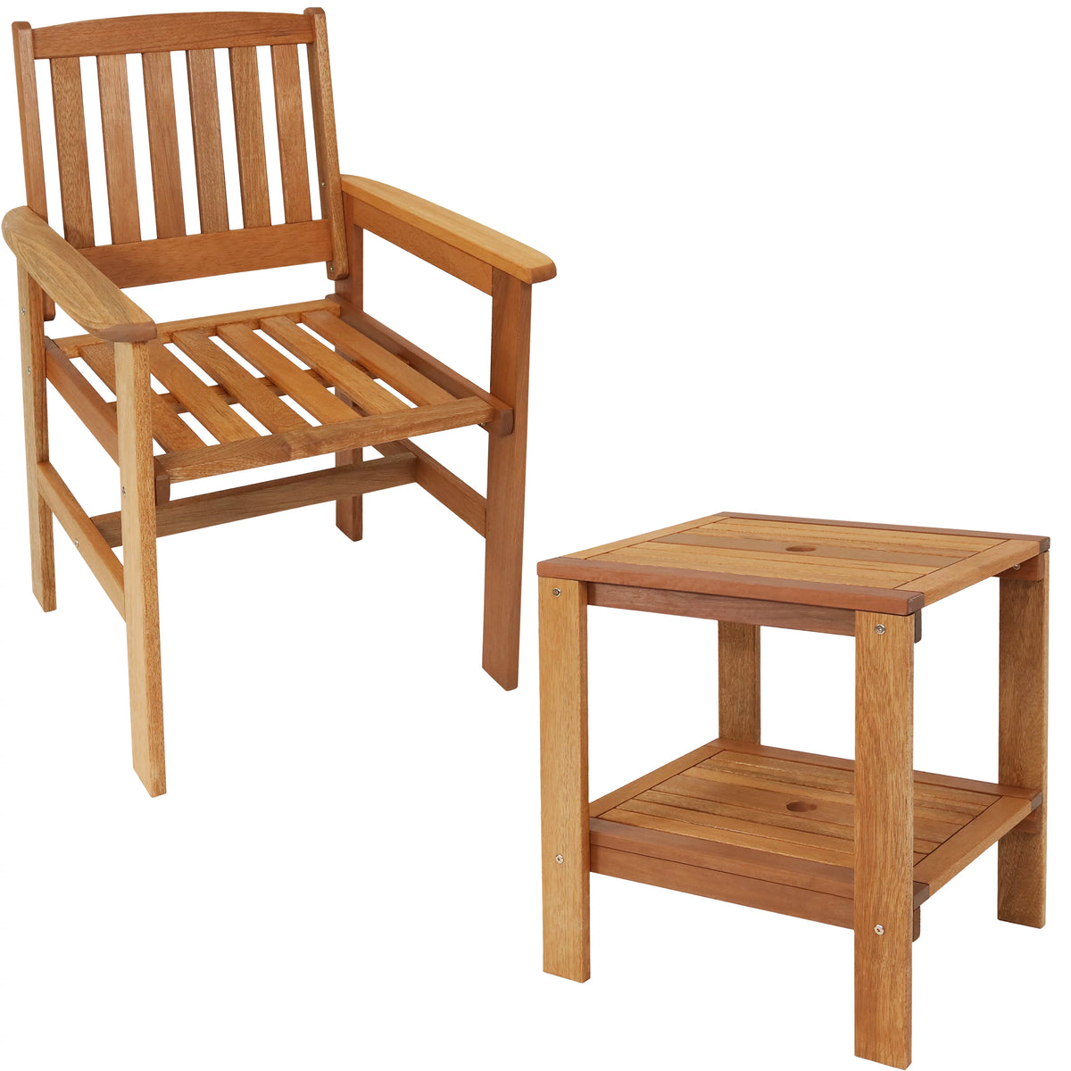 Meranti Wood 3pc Patio Table and Chairs Set J6480