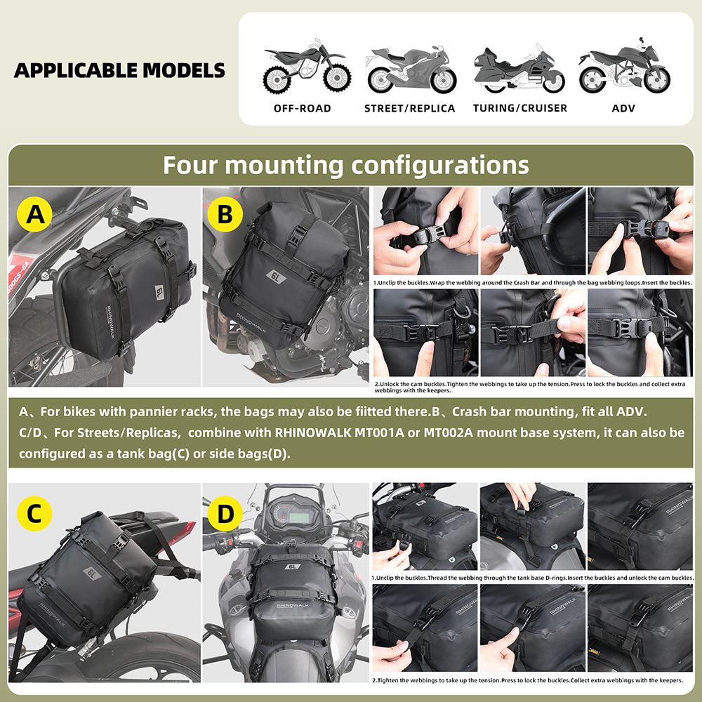 Waterproof 6L Motorcycle Crash Bar Bag X543727