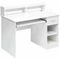 White Computer Desk with Drawer and Keyboard Tray M4304