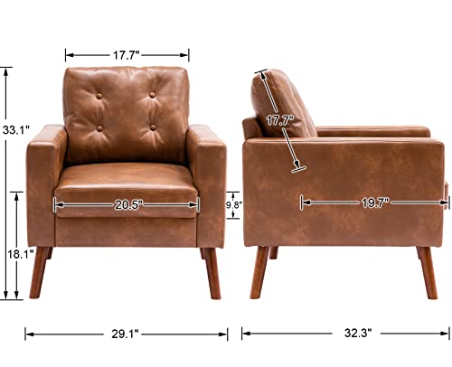 PU Accent Arm Chair with Tufted Back R35935