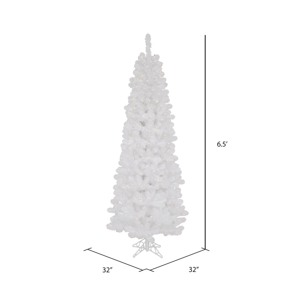 6.5 ft White Pencil Pine Christmas Tree with Clear Lights K76646