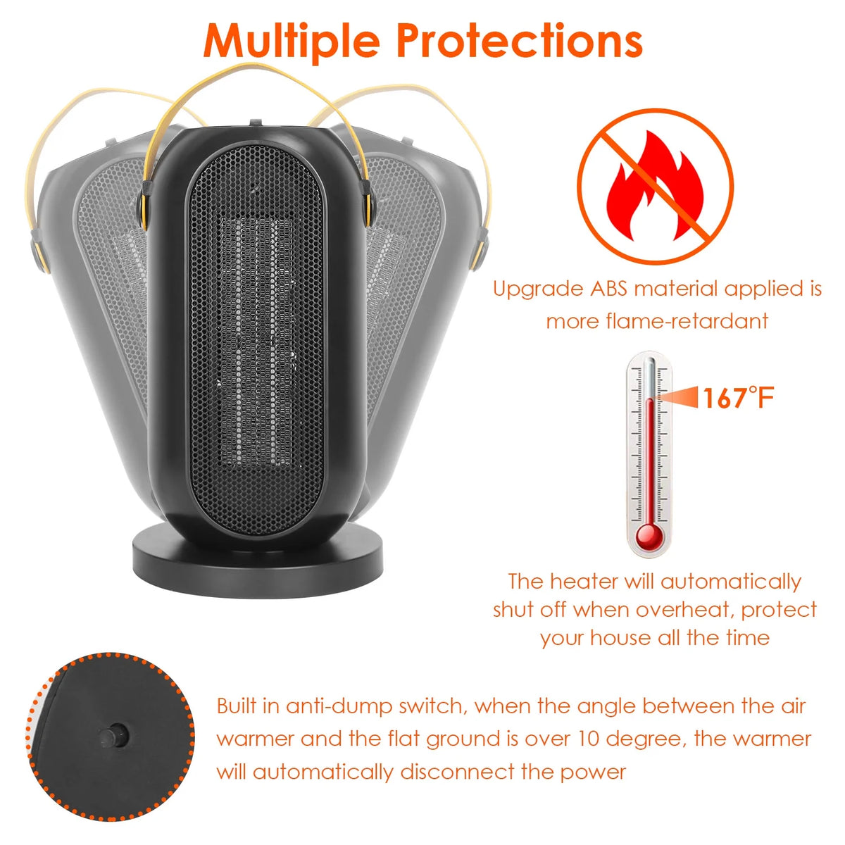 1200W PTC Ceramic Oscillating Space Heater O71963