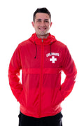 Red Water Resistant Windbreaker Jacket with Hood (L) I7660