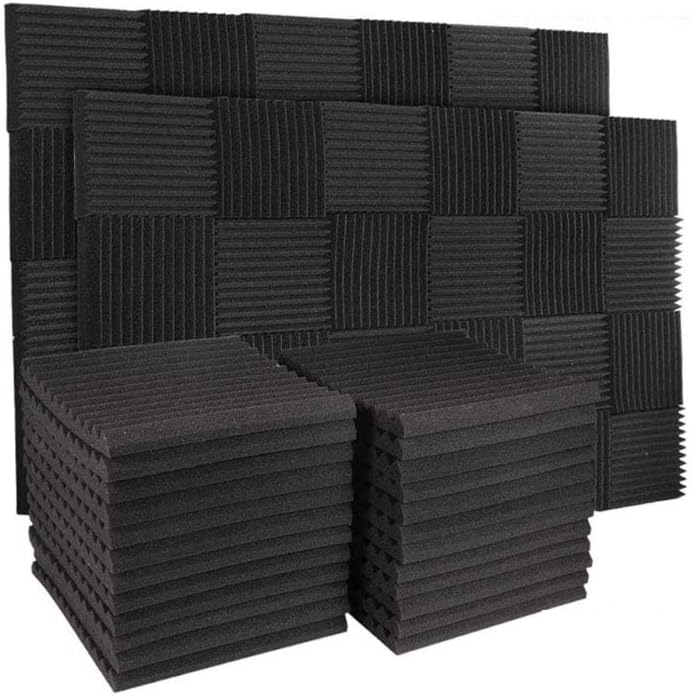 50 Pack Black Acoustic Panels Wedge, 1" X 12" X 12" D369