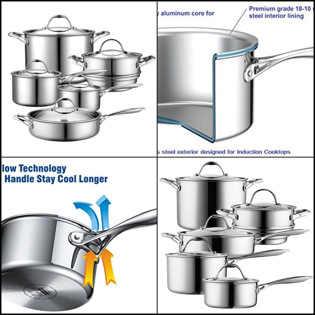 10 Piece Multi-Ply Clad Stainless Steel Cookware Set N783511