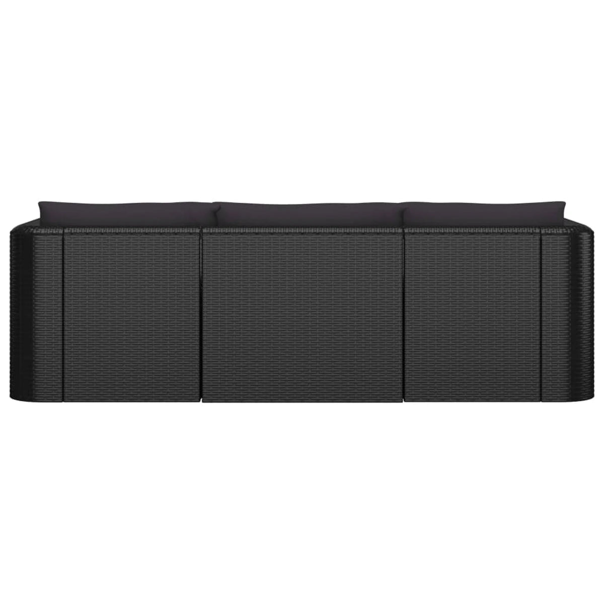 3 Piece Black Poly Rattan Sectional Sofa Set A181045
