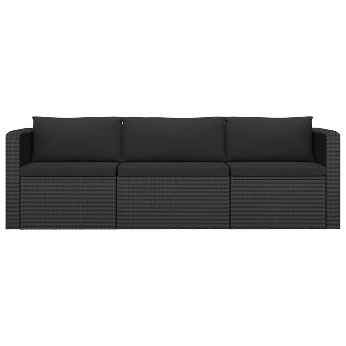 3 Piece Black Poly Rattan Sectional Sofa Set A181045
