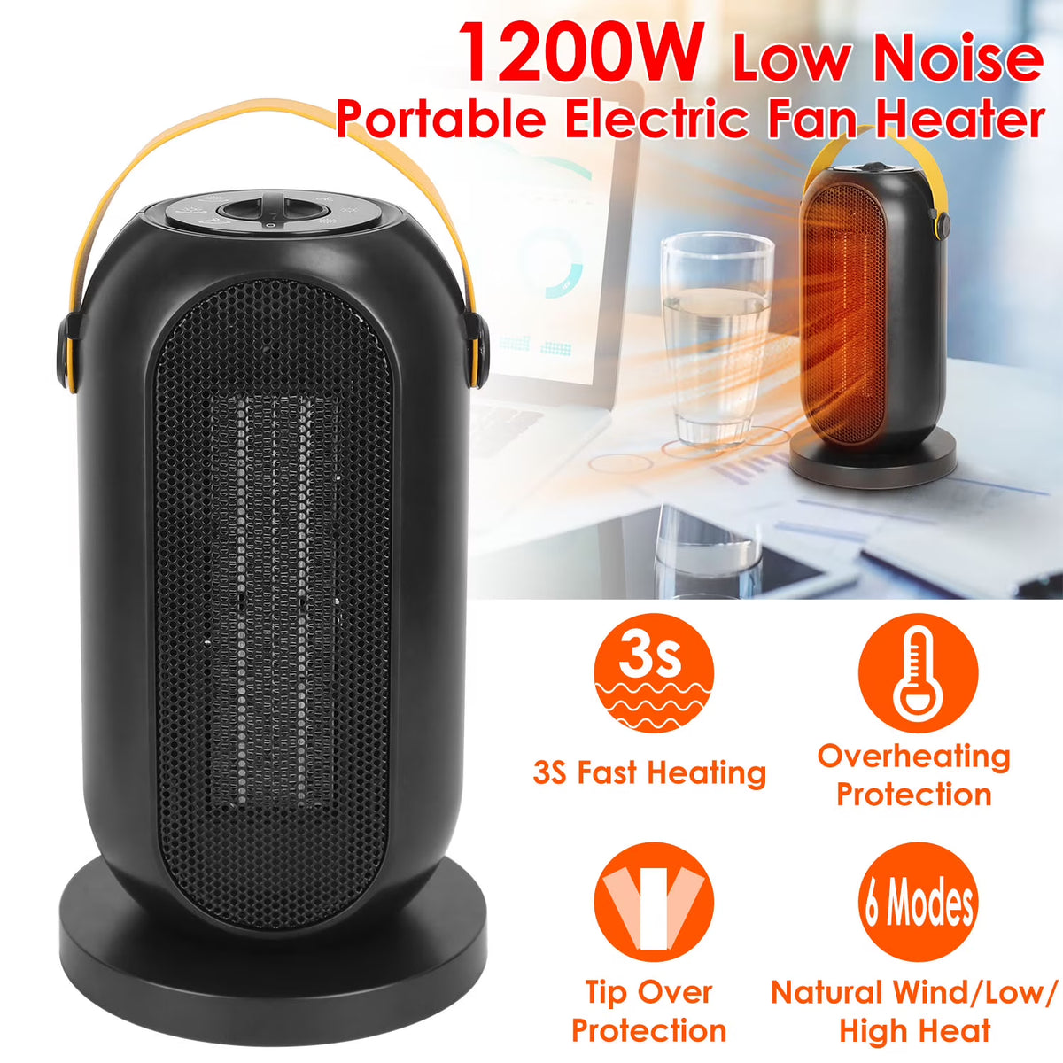 1200W PTC Ceramic Oscillating Space Heater O71963