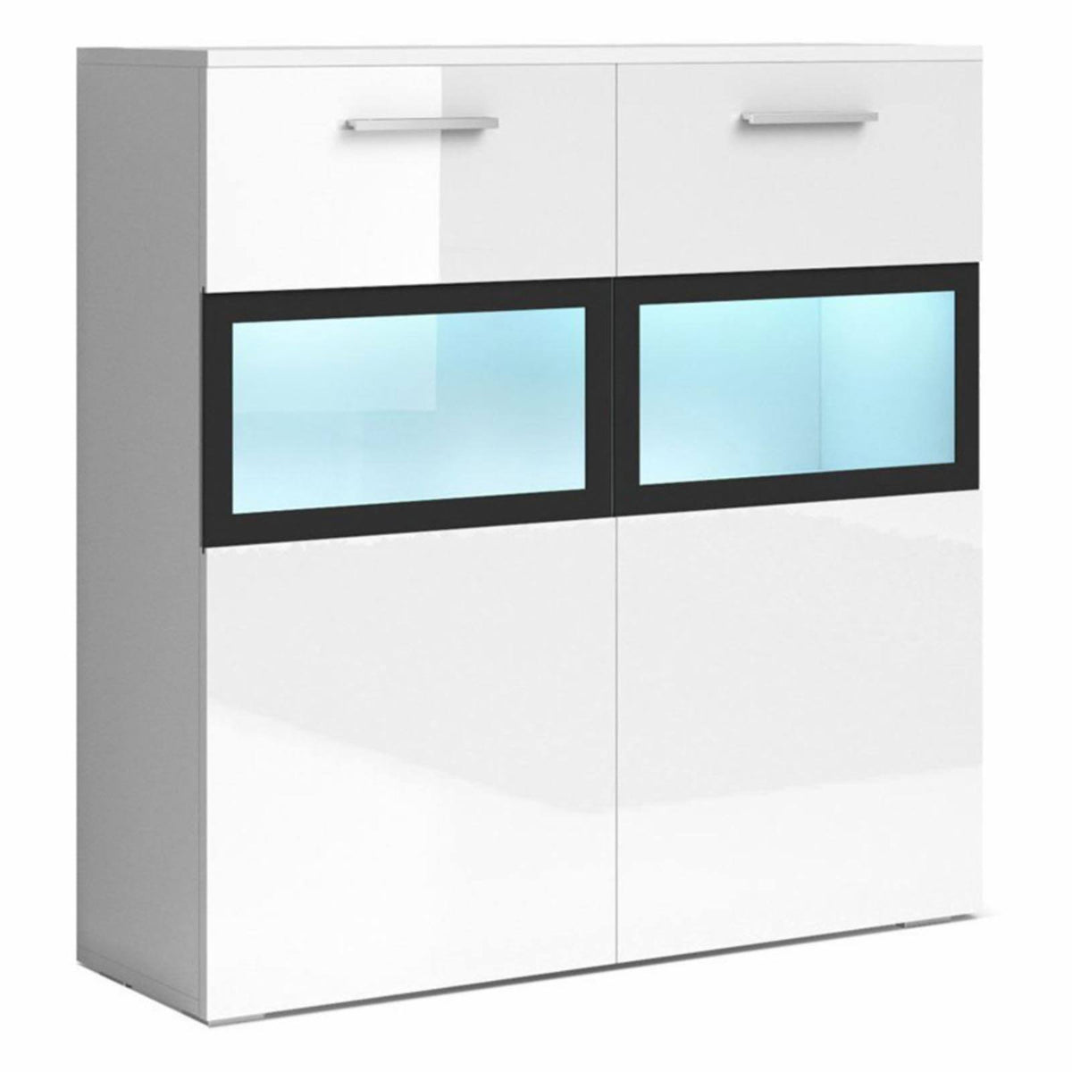 Semi-Gloss White Side Cabinet with LED J470