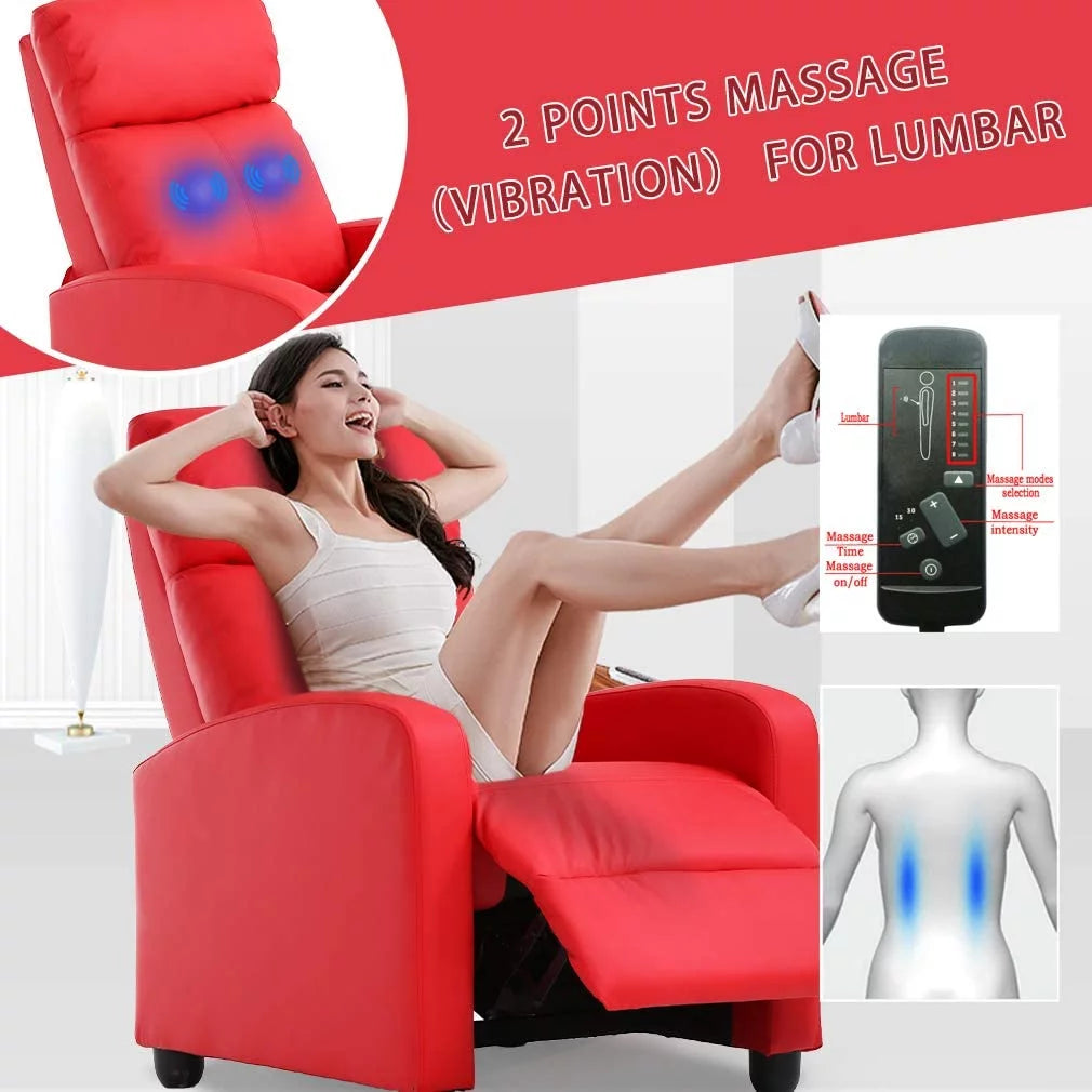 Red PU Leather Recliner Chair A45336