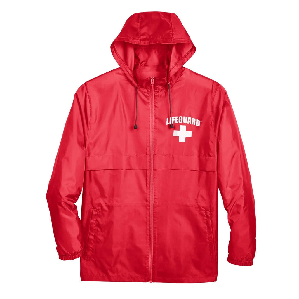 Red Water Resistant Windbreaker Jacket with Hood (L) I7660