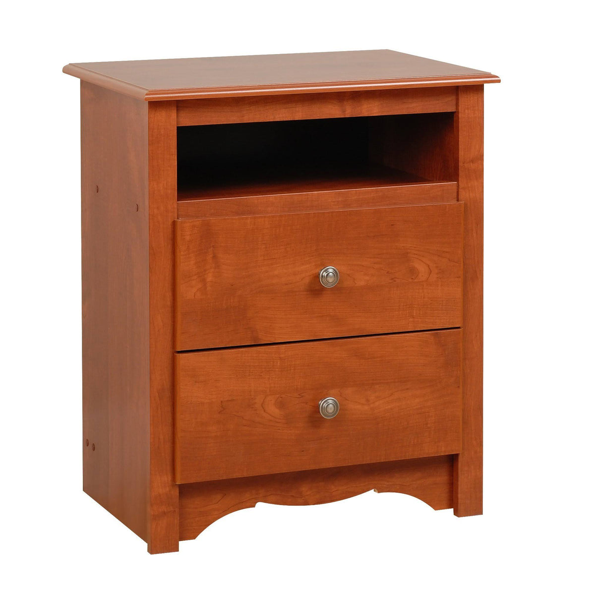 Cherry 2-Drawer Nightstand with Open Shelf V45203