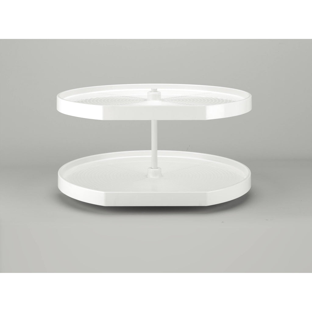 Almond Polymer D-Shape Lazy Susan 2-Shelf Y349630