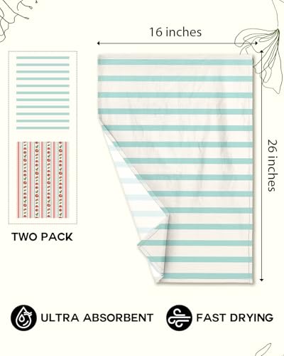 2 Pack 16x26 Inch Cotton Kitchen Towels with Hanging Loop U199200