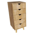 16 in. Natural Solid Wood Five Drawer Lingerie Chest O333740