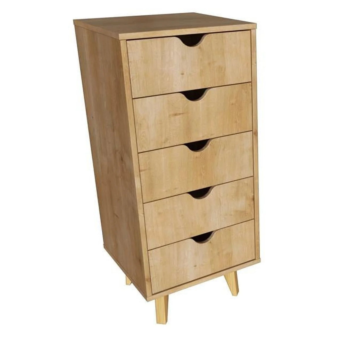 16 in. Natural Solid Wood Five Drawer Lingerie Chest O333740