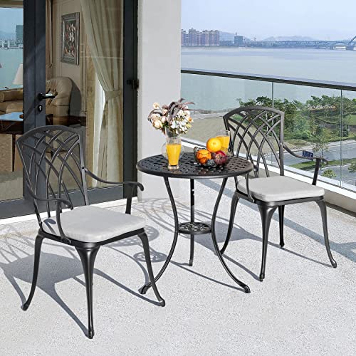 3 Piece Cast Aluminum Bistro Set with Umbrella Hole A6257