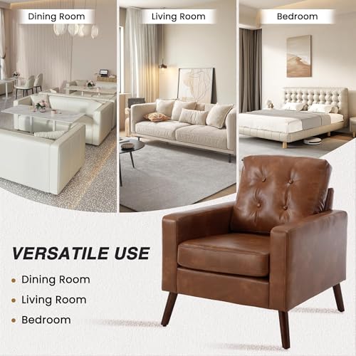 PU Accent Arm Chair with Tufted Back R35935