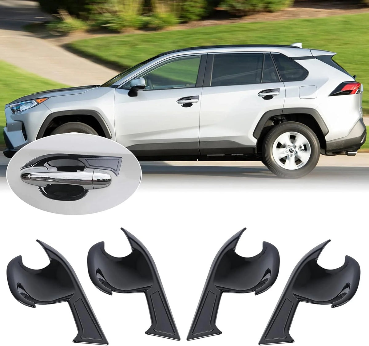 Glossy Black Exterior Door Handle Bowl Cover Trim Z65017