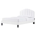 King Size White Velvet Platform Bed Frame A787450