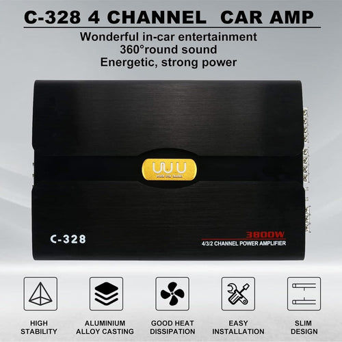 12V 4 Channel Car Audio Amplifier Aluminum Alloy Pack of 2 P141104