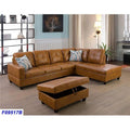 3 Piece Right Facing Sectional Sofa Set with Ottoman Faux Leather U249186