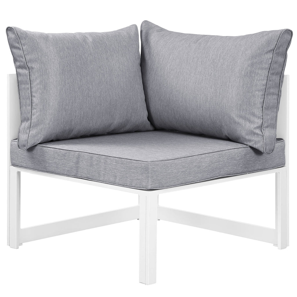 White Gray 10 Piece Outdoor Patio Sectional Sofa Set U485498
