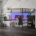 Full Size Metal Loft Bed Frame with Desk, Wardrobe, Storage Stairs Y205