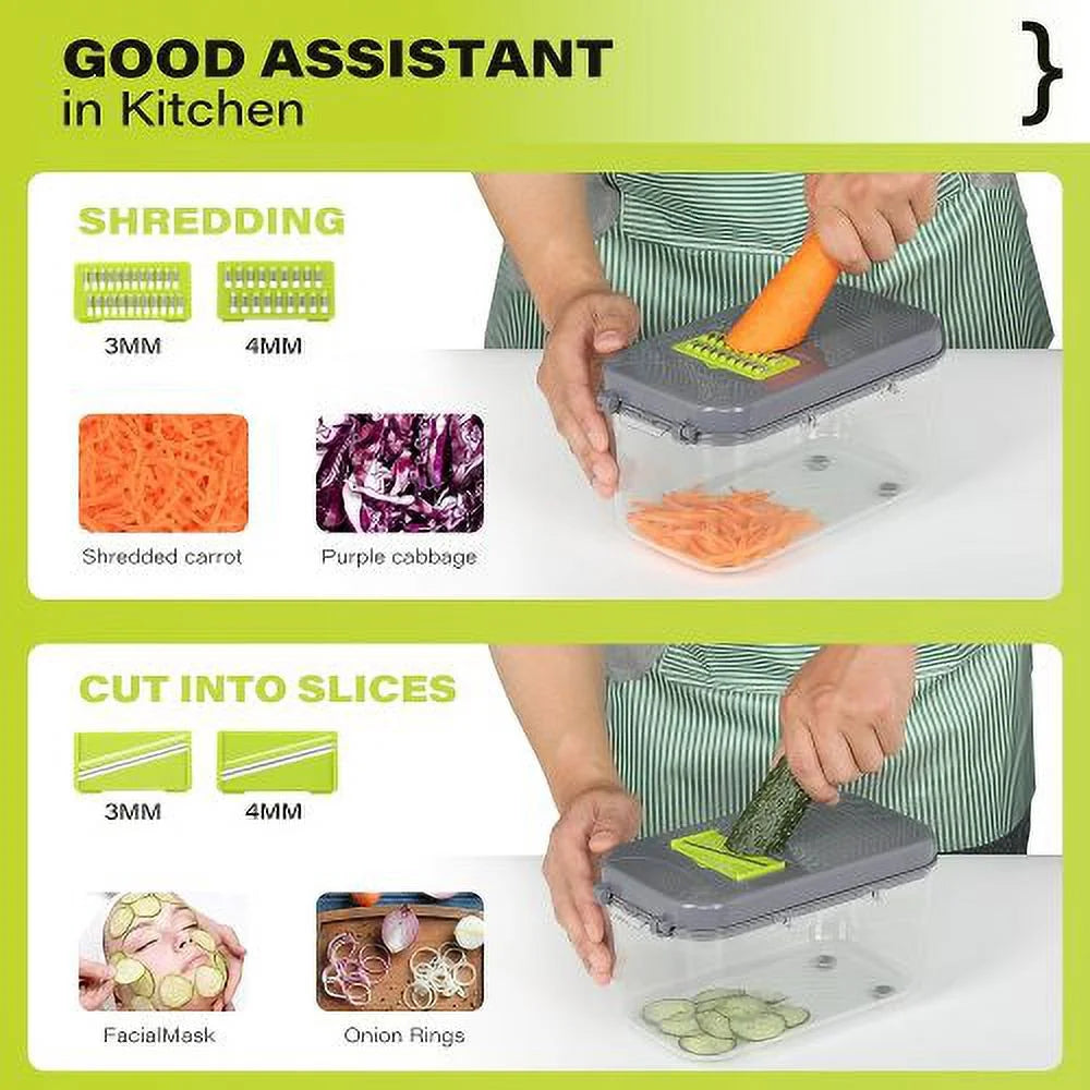 Vegetable Chopper with Container 22-in-1 13 Blades G25891