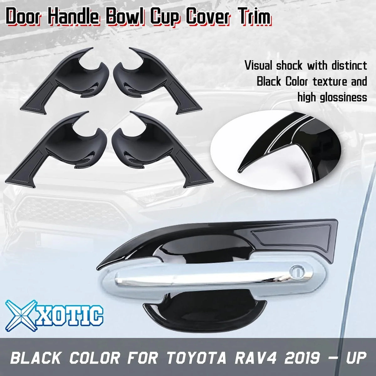 Glossy Black Exterior Door Handle Bowl Cover Trim Z65017