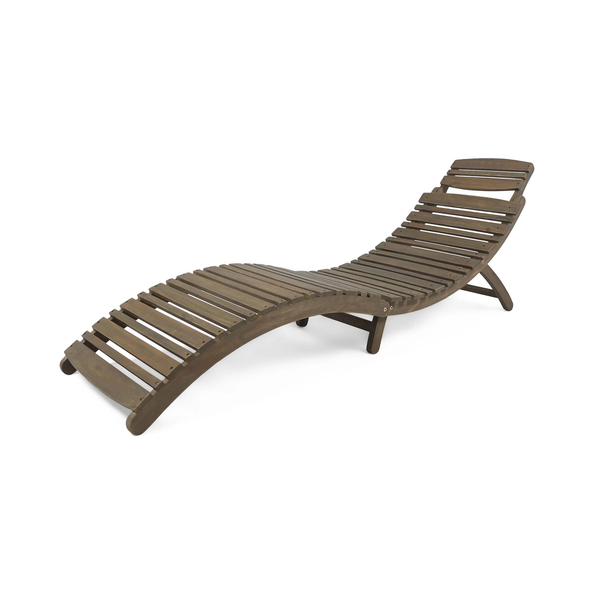Gray Acacia Wood Outdoor Chaise Lounge Set of 2 A23815