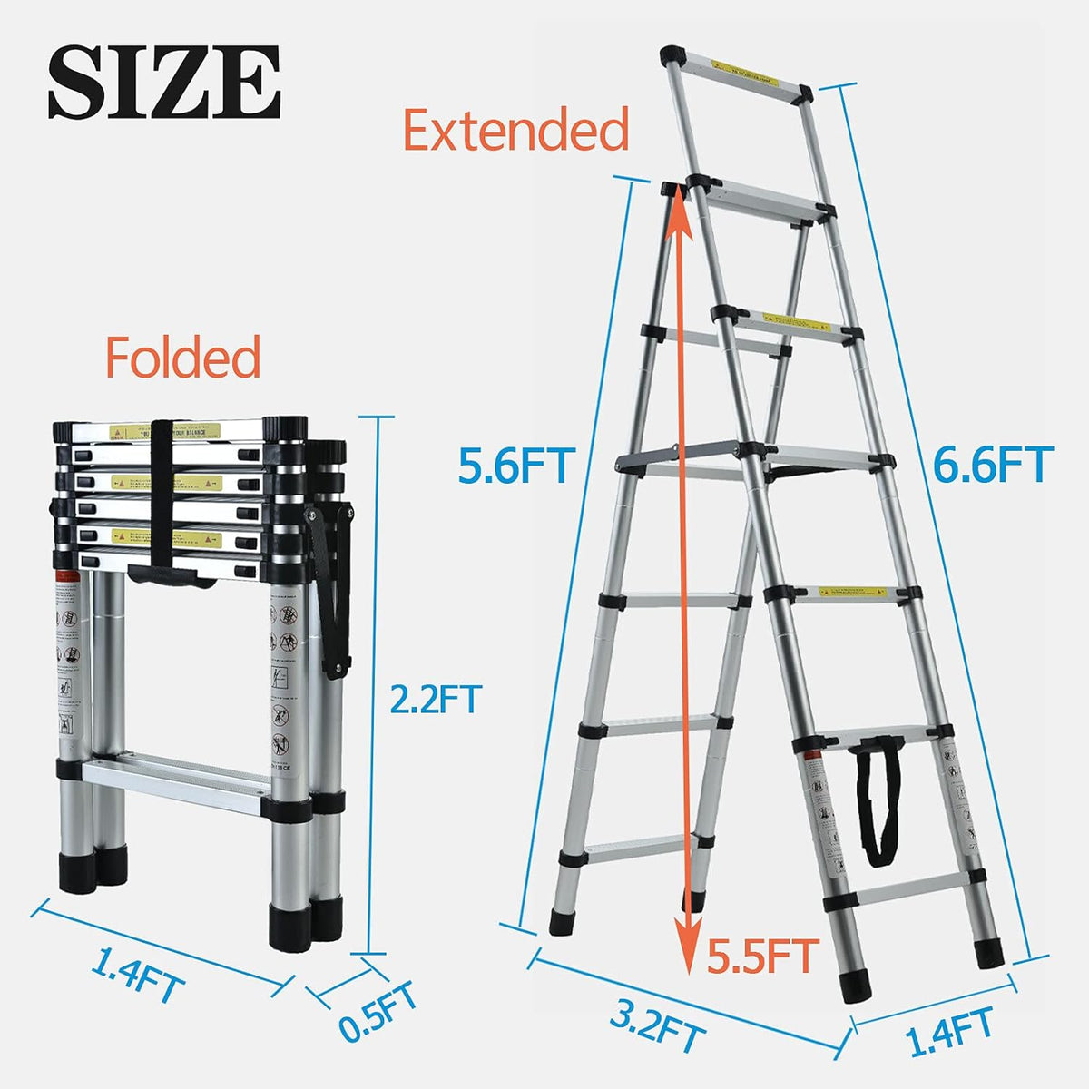 A-Frame Aluminum Telescoping Folding Ladder 330lb Capacity M58098