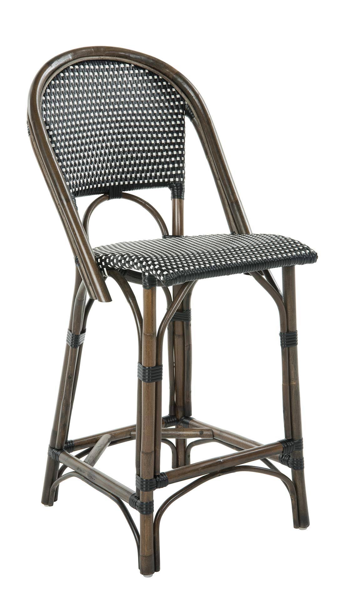 Antique Black & White Weave Bistro Counter Stool R586849