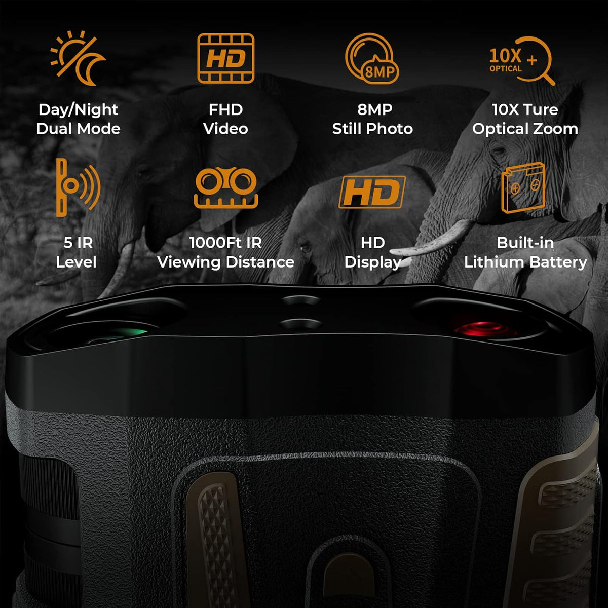 Black and Brown Digital Infrared Night Vision Binoculars L700866