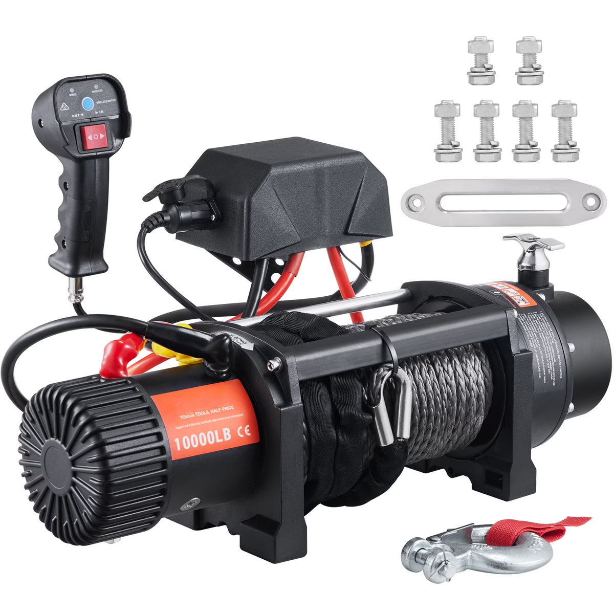 12V 10,000 lb Nylon Rope Winch with Wireless Remote B82039